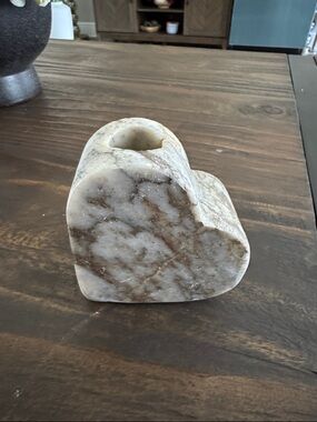 Threshold Marble Heart Candle Holder in Cream and Brown